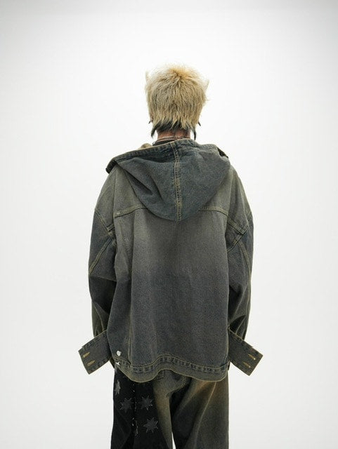受注制【Never mind the XU】setup denim jacket (2color) / 【ネバーマインドザエックスユー】セットアップフードジップアップパーカーデニム長袖ジャケット