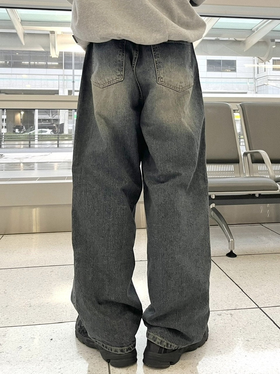 受注制【youll】double knee wash deinm wide pants