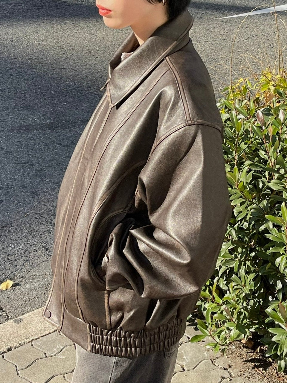 受注制【Chikashitsu +】leather blouson (2color)