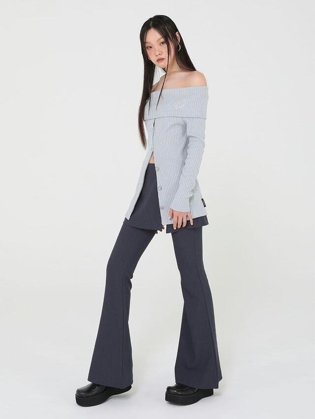 【Uglyshadow】BEAD KNIT OFF-SHOULDER / 【アグリーシャドウ】ビーズロングオフショルダー長袖カーディガン