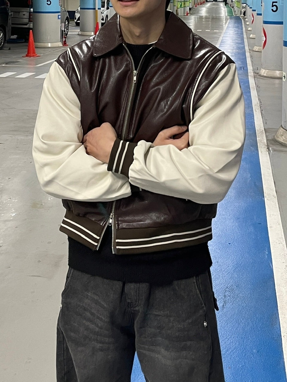 受注制【Chikashitsu +】leather piping jacket (2color)