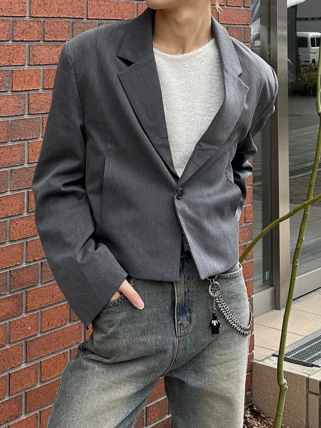 【Chikashitsu +】cropped single jacket (2color)