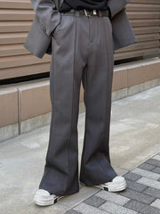 【Chikashitsu +】set up center press flare slacks (2color)