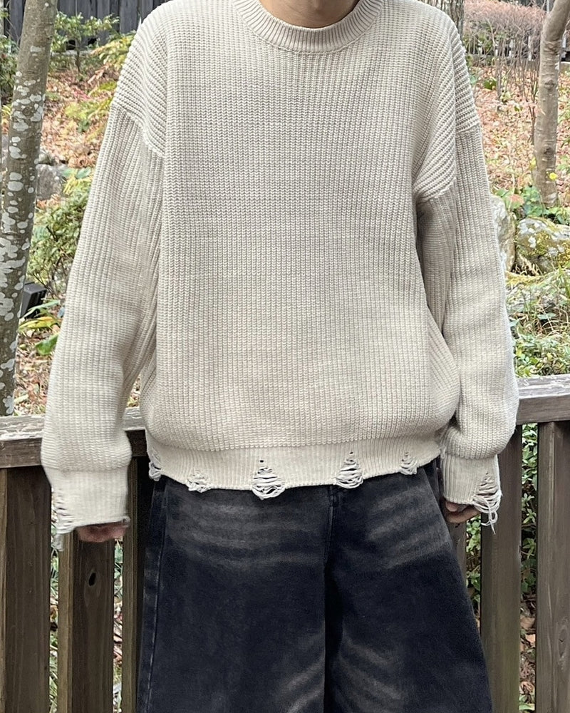 受注制【youll】damage round knit (3color)