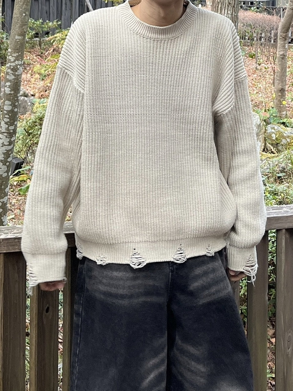 受注制【youll】damage round knit (3color)