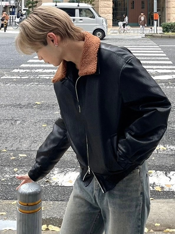 受注制【Chikashitsu +】biker leather mustang jacket