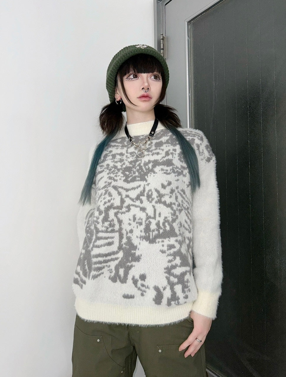国際配送【Never mind the XU】mohair short knit