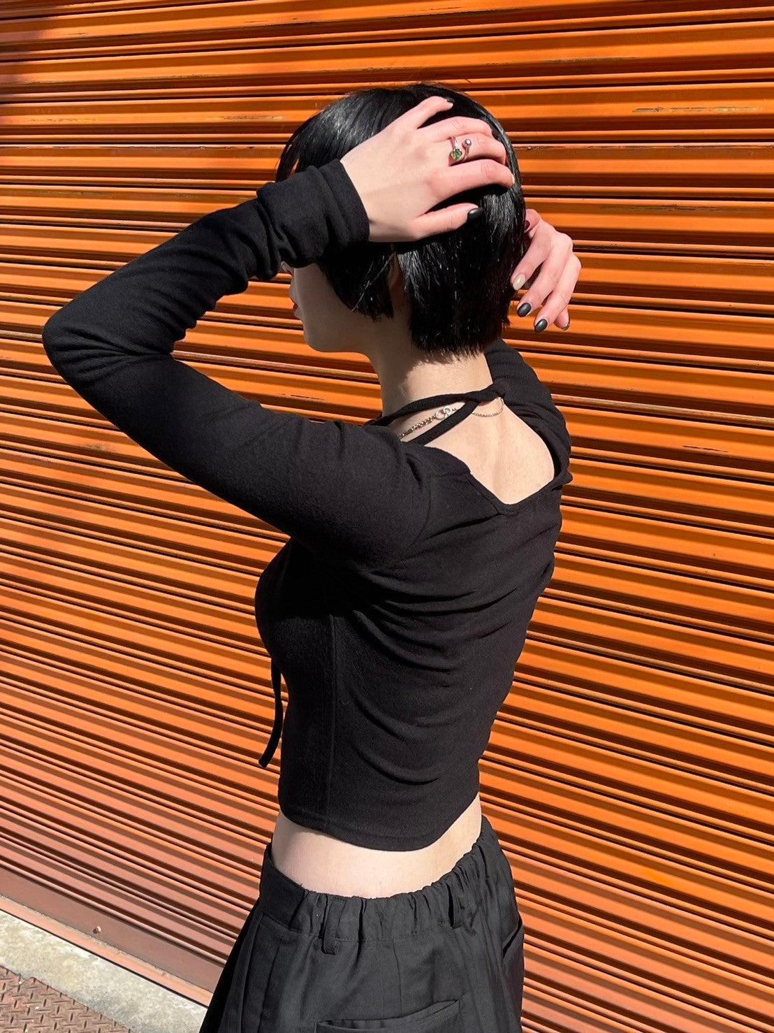 【Chikashitsu + LADIES】shirring cropped tops (3color)