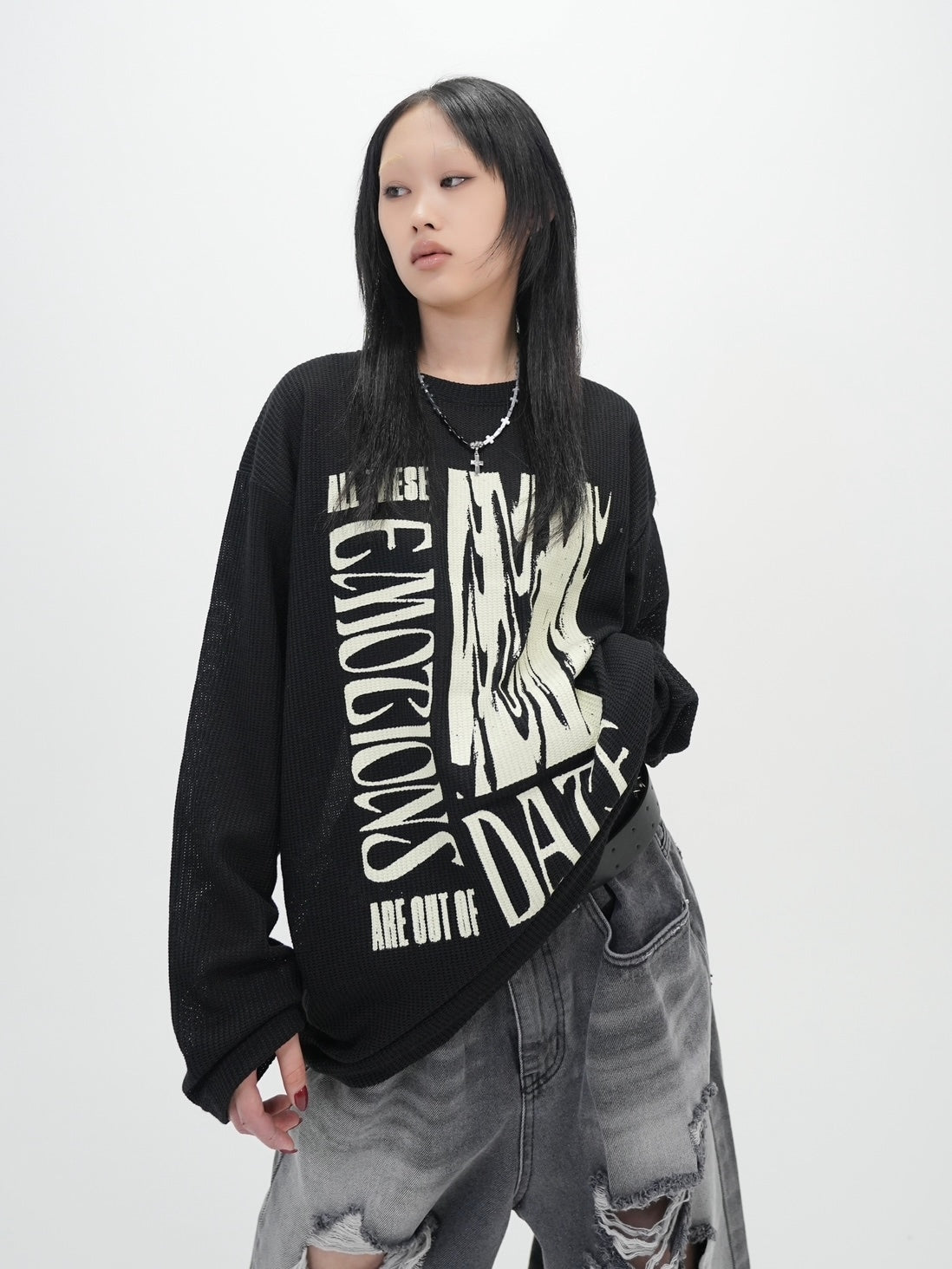 受注制【Bizarre Maiden】vintage mesh long sleeve (2color)