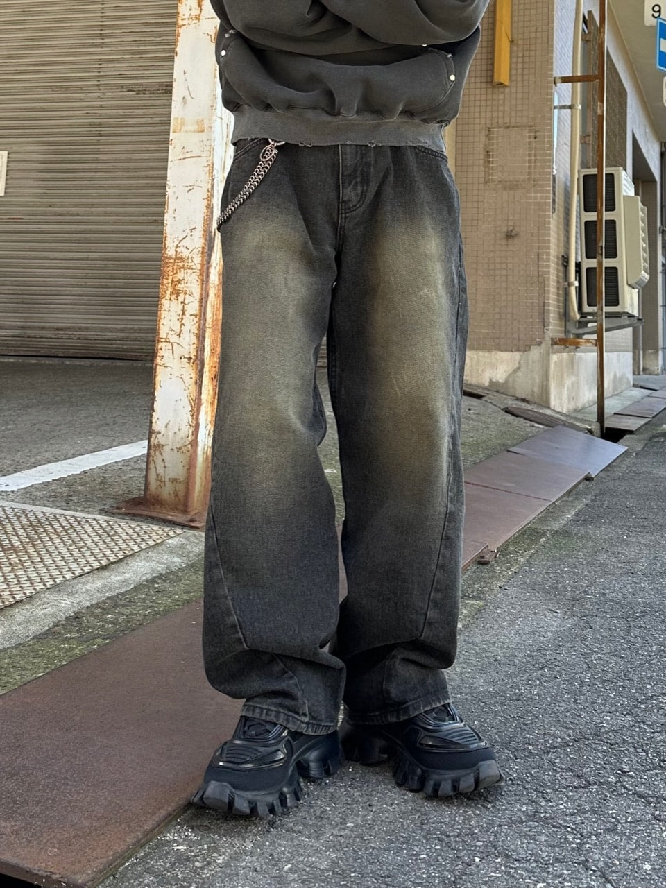 大阪店WEB限定受注制【Chikashitsu +】vintage wash curve denim pants