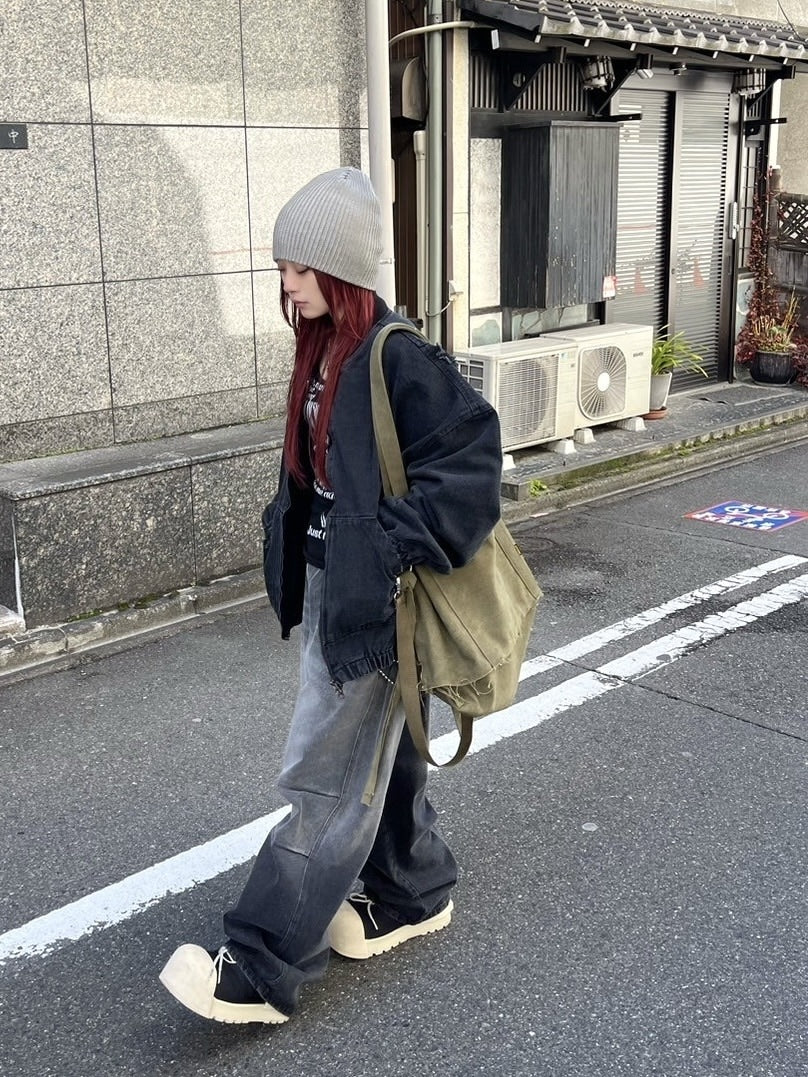 受注制【Never mind the XU】gradation denim easy pants (2color)