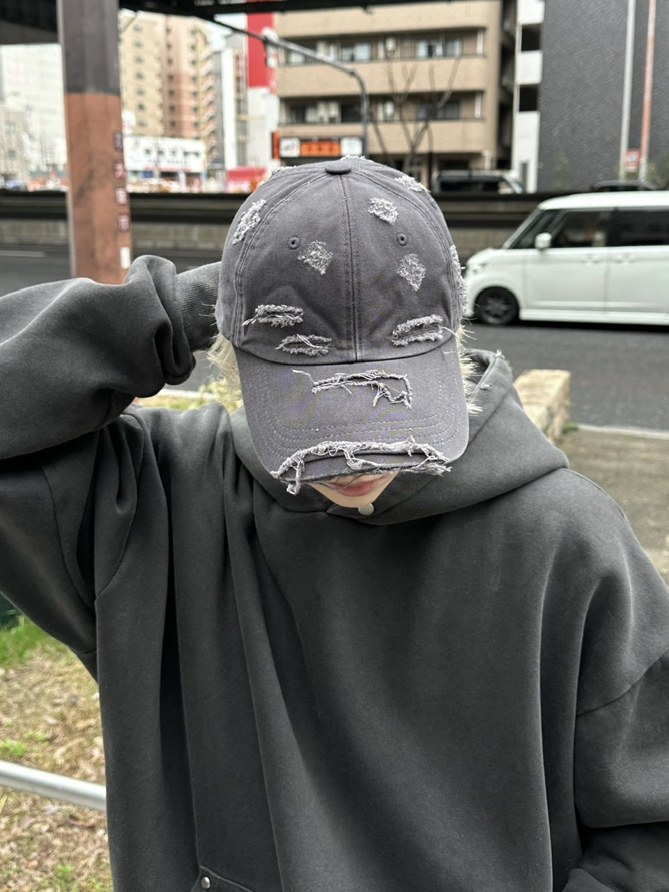 大阪店WEB限定受注制【Chikashitsu +】vintage damage cap (2color)