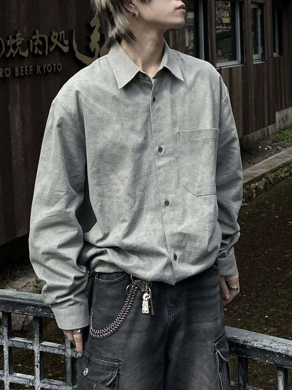 大阪店WEB限定受注制【Chikashitsu +】pigment draw code shirt (2color)