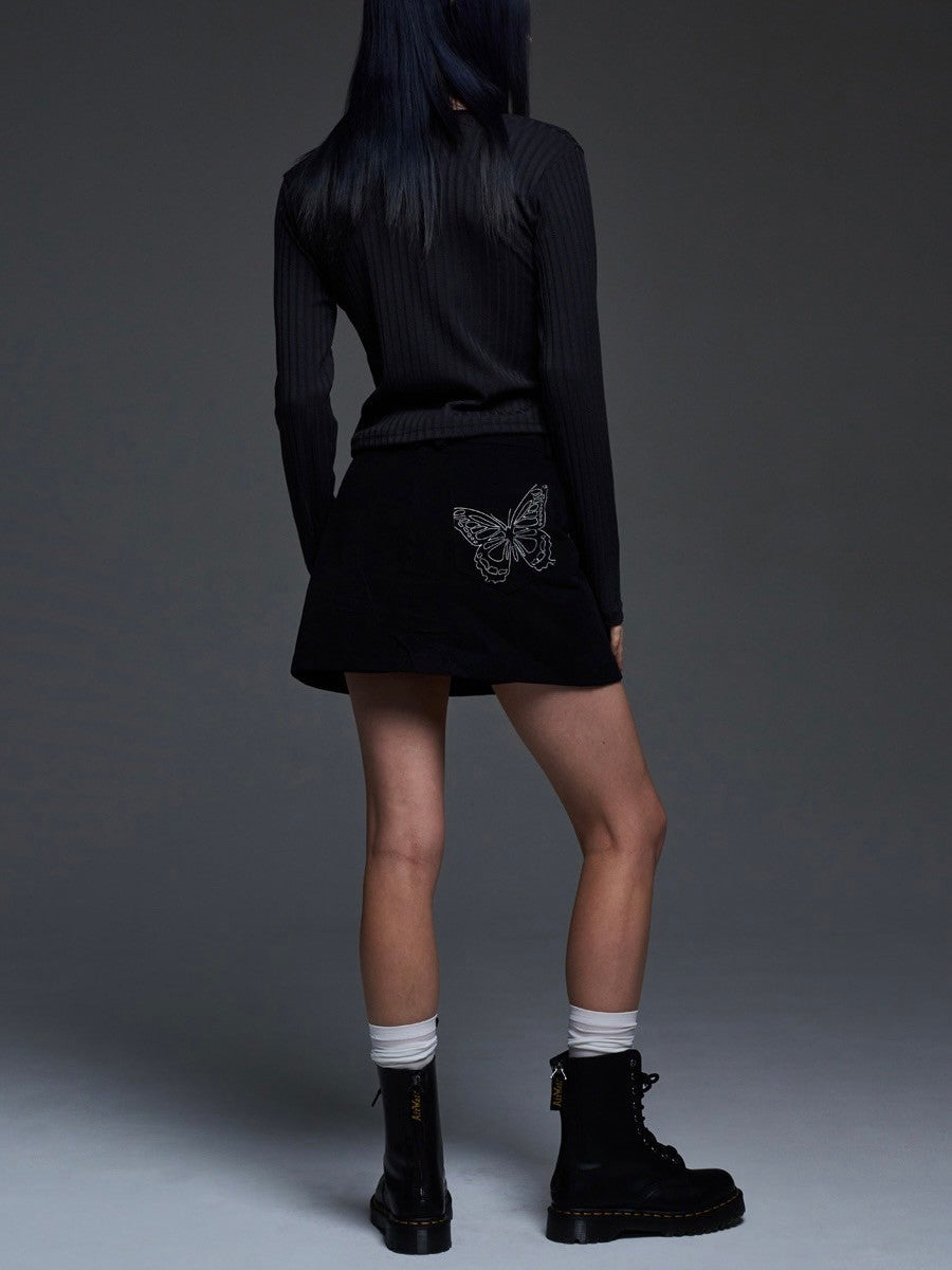 【FANCY CLUB】BIKER PINTUCK MINI SKIRT