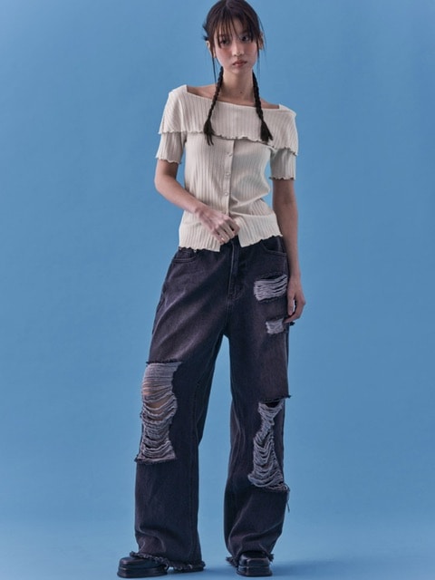 【FANCY CLUB】HEIDI KNITTED OFF-SHOULDER