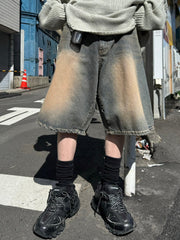 受注制【Chikashitsu +】vintage wash denim half pants