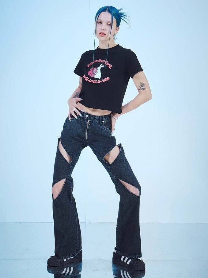 【DILETTANTISME】CUTOUT ZIPPER DENIM