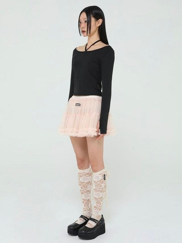 【Uglyshadow】MESH FRILL CANCAN SKIRT