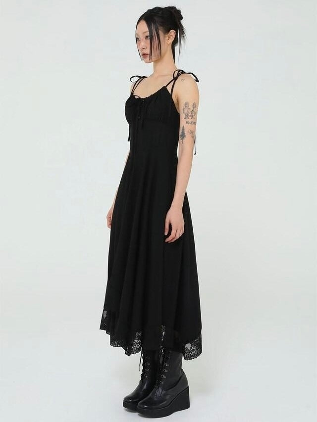 【Uglyshadow】LACE RIBBON SLEEVELESS DRESS