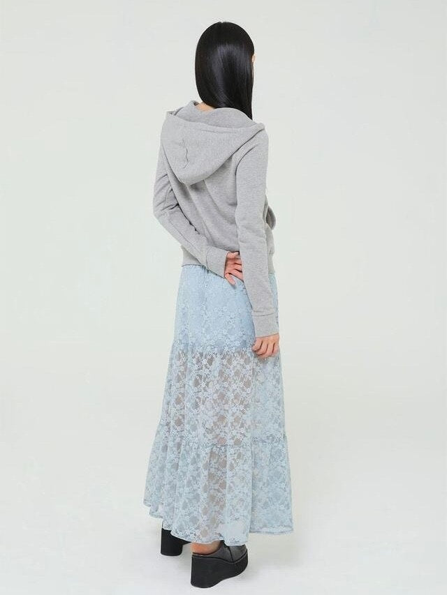 【Uglyshadow】FLOWER LACE LONG SKIRT