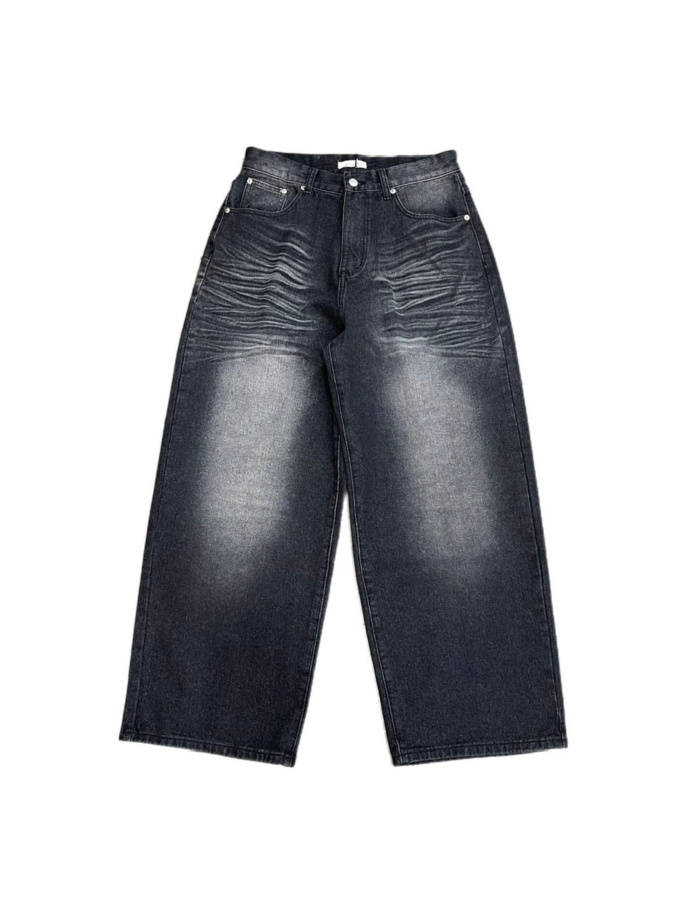 【Chikashitsu +】design washing wide denim pants (2color) / 【チカシツプラス】デザインウォッシングワイドデニムパンツ