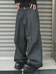 受注制【Chikashitsu +】snap button hickory stripe pants / 【チカシツプラス】スナップボタンヒッコリーストライプデニムパンツ