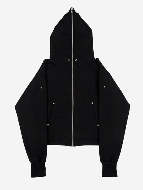【SUNDAY OFF CLUB】Full Face Zip Up Heavy Terry Moto Hoodie