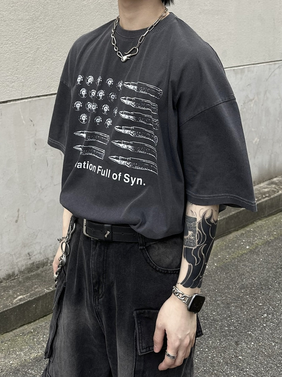 大阪店WEB限定【Chikashitsu +】pigment bullet t-shirt