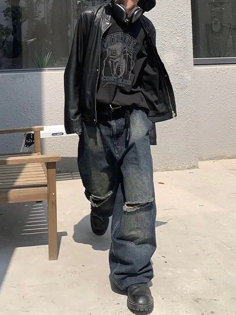 【Pioneer of Heroism】Grunge mud dyed denim pants