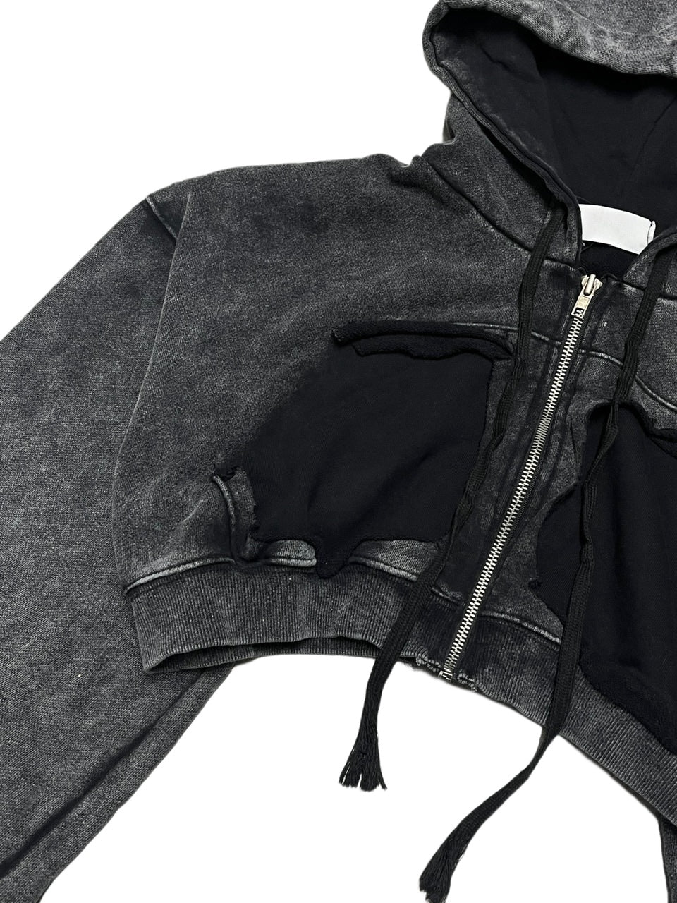 【Never mind the XU】washed crop zipup hoodie