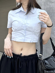 受注制【Never mind the XU】pintuck cropped shirt (3color)