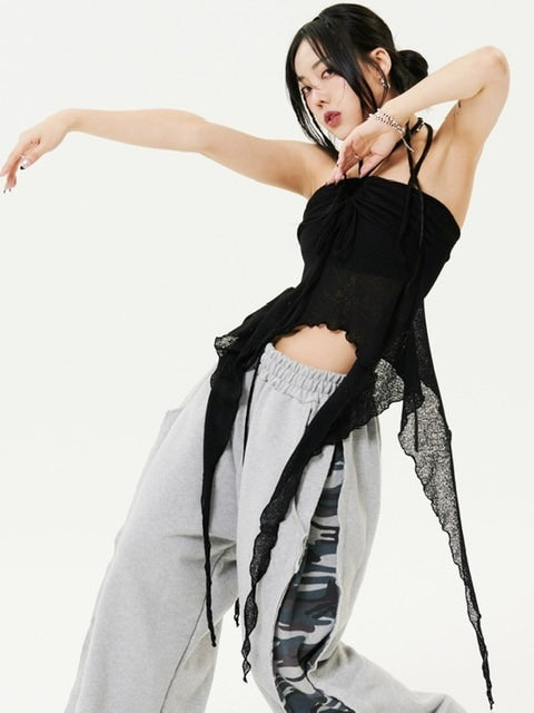 【HOLY NUMBER 7】Ribbon Ruffle Tube Top