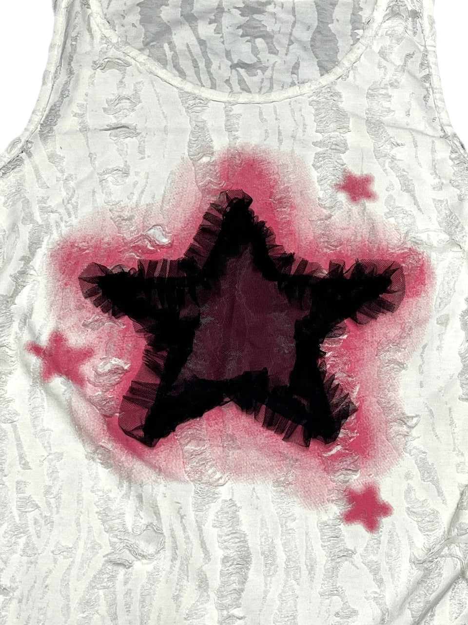 受注制【Never mind the XU】star damage sleeveless (2color)