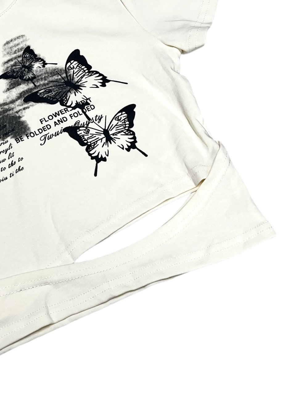 【Never mind the XU】butterfly print cropped tee (3color)