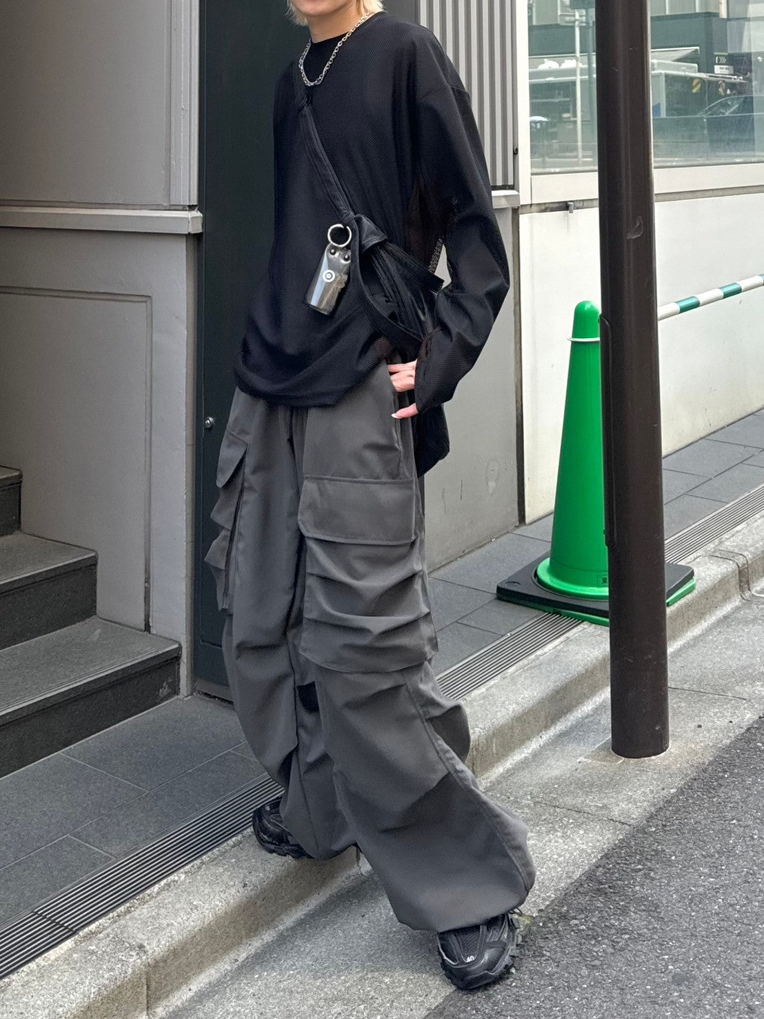 受注制【Chikashitsu +】side pattern mesh long sleeve