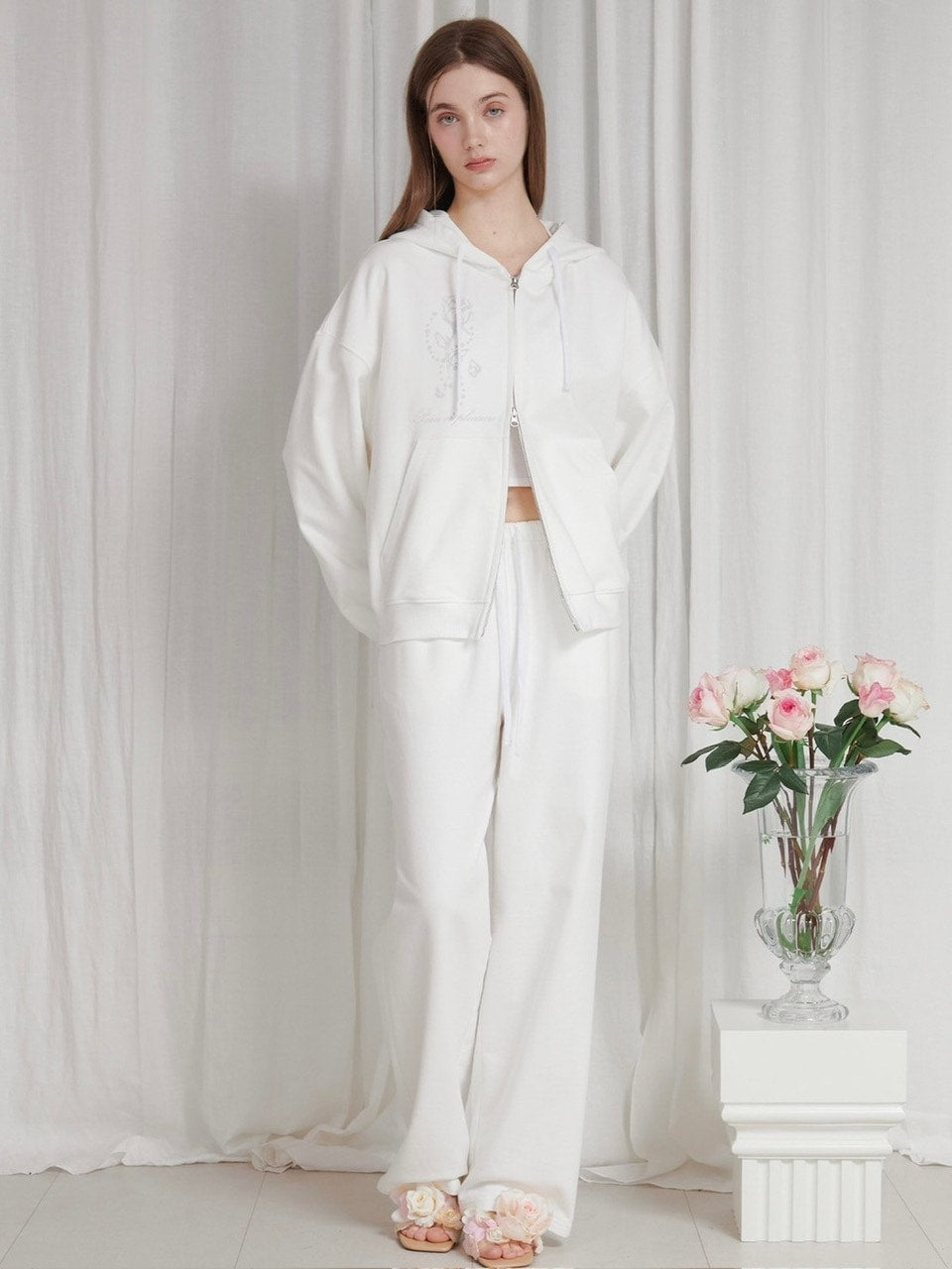 【PAIN OR PLEASURE】ROSE 2WAY HOOD ZIP UP