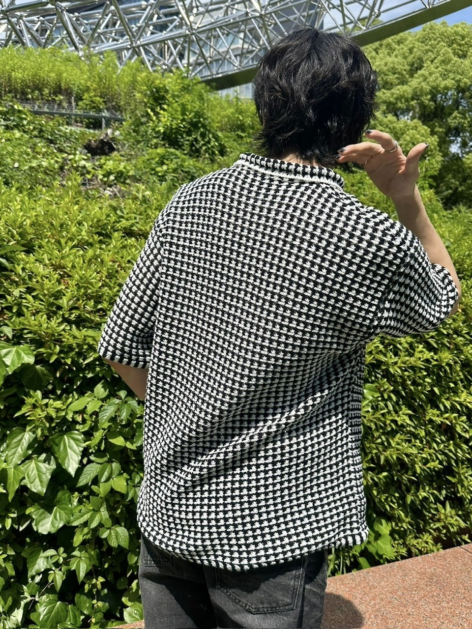 受注制【youll】check knit shirt