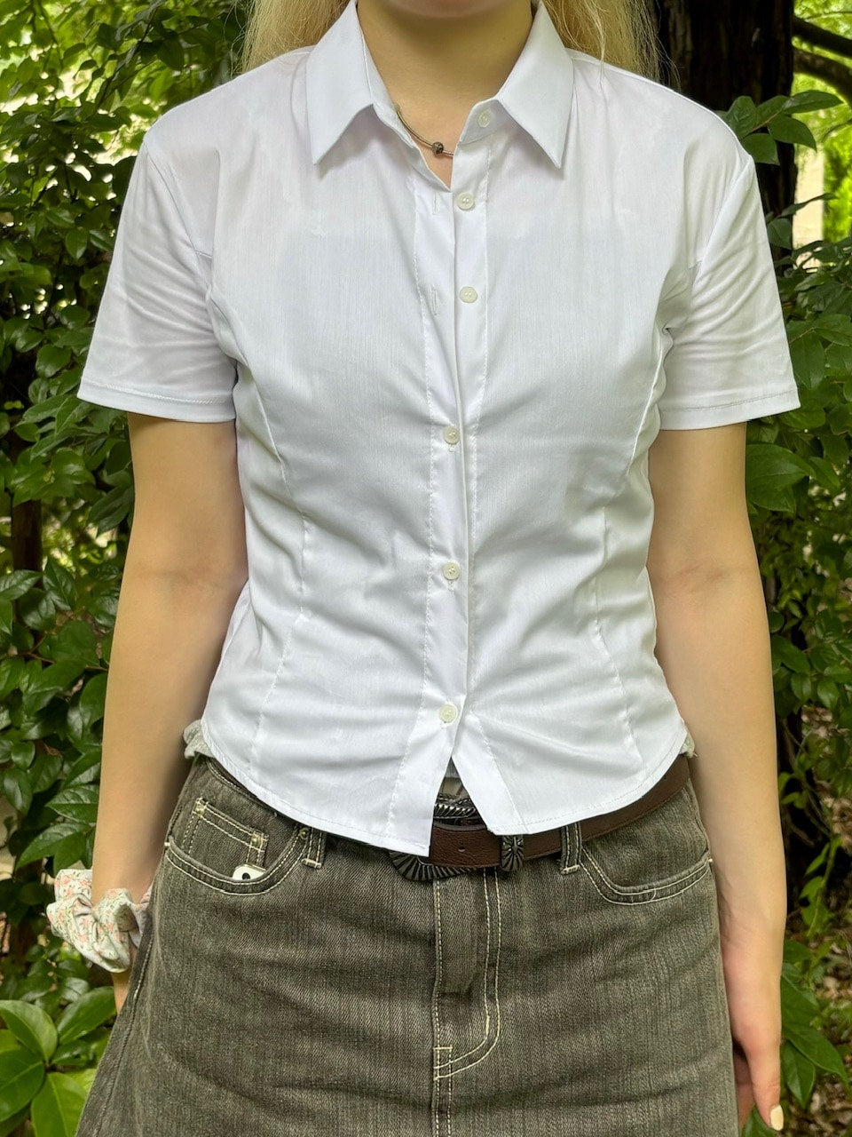 受注制【OaKS】cropped half sleeve shirt (3color)