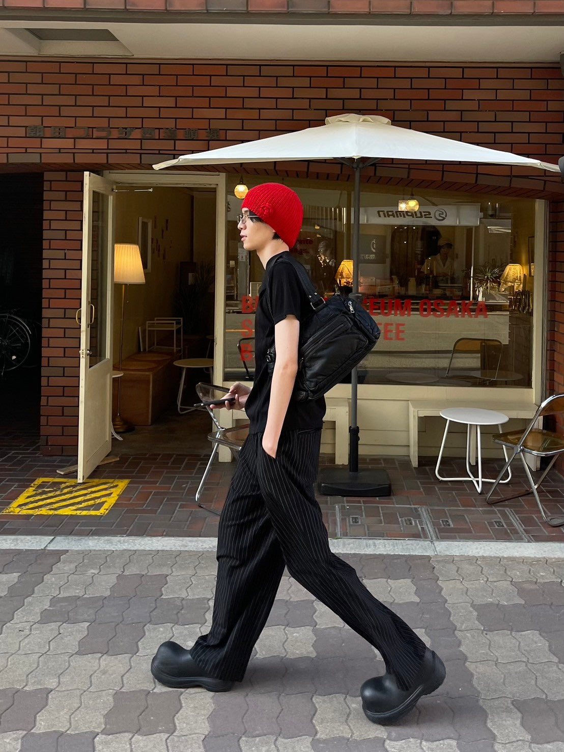 受注制【Chikashitsu +】stripe tuck slacks / 【チカシツプラス】ストライプボーダータックスラックス