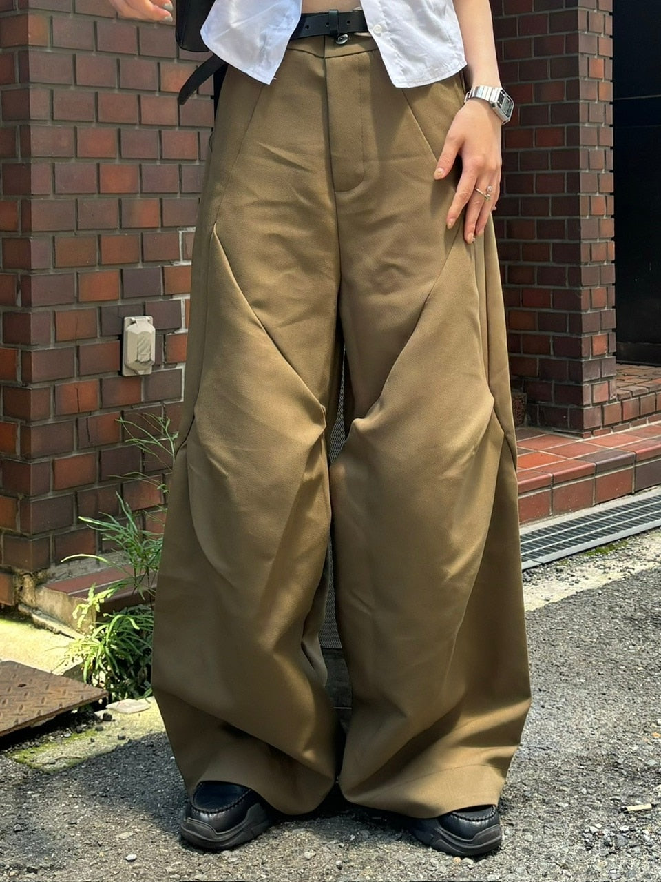 【Chikashitsu +】pattern design slacks (2color)