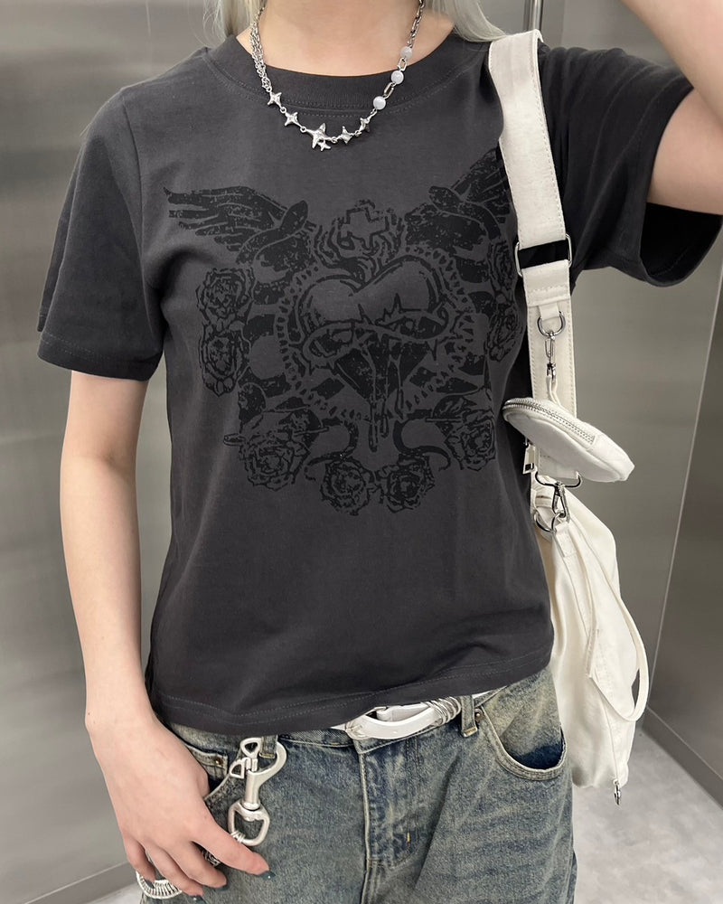 受注制【nmtc +】design heart crop tee (2color)