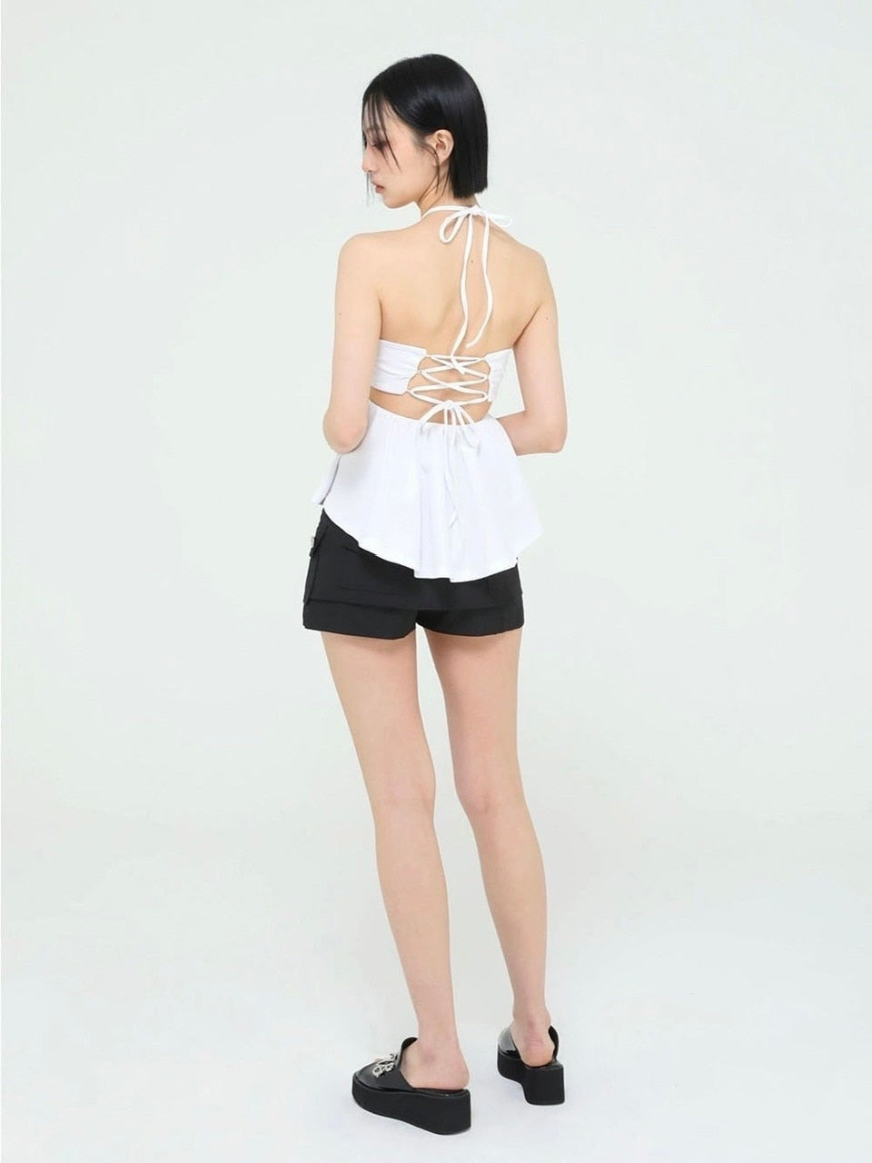 【Uglyshadow】BEADS TUNNEL SLEEVELESS / 【アグリーシャドウ】ビーズホルターネックキャミソールチュニック