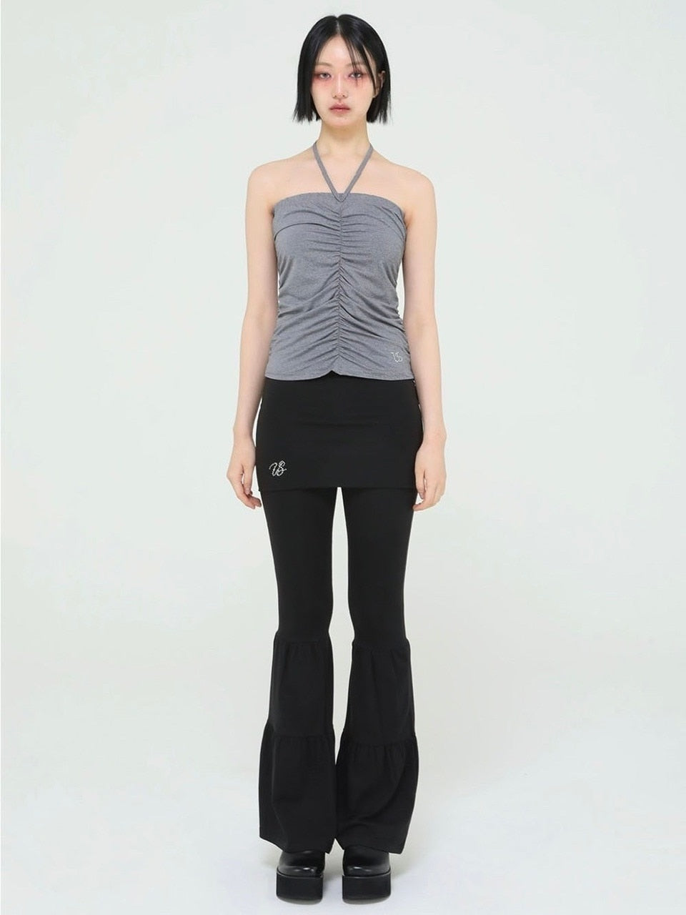 【Uglyshadow】BEADS SHIRRING TOP