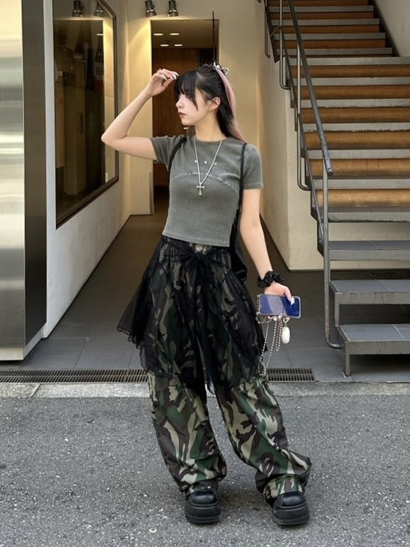 受注制【Never mind the XU】pigment rib crop tee (3color)