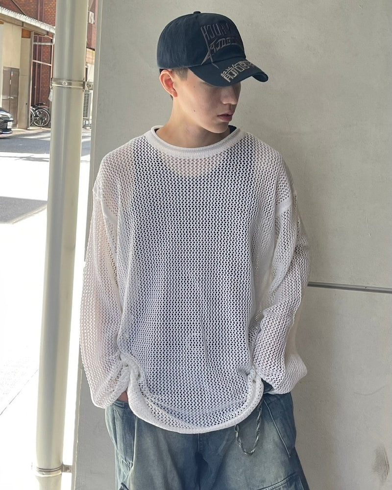 【Chikashitsu +】oversized net summer knit (3color)