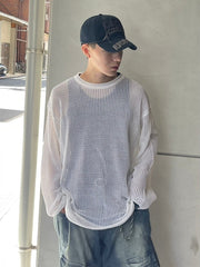 【Chikashitsu +】oversized net summer knit (3color)