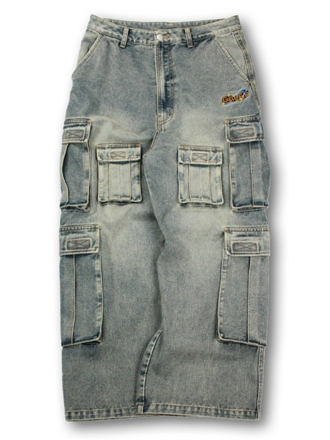 【GALFY】ダーティーデニムワイドカーゴ