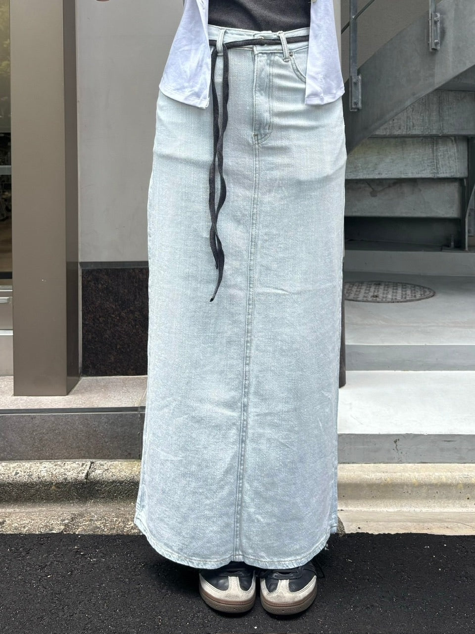 受注制【OaKS】maxi denim long skirt (2color)