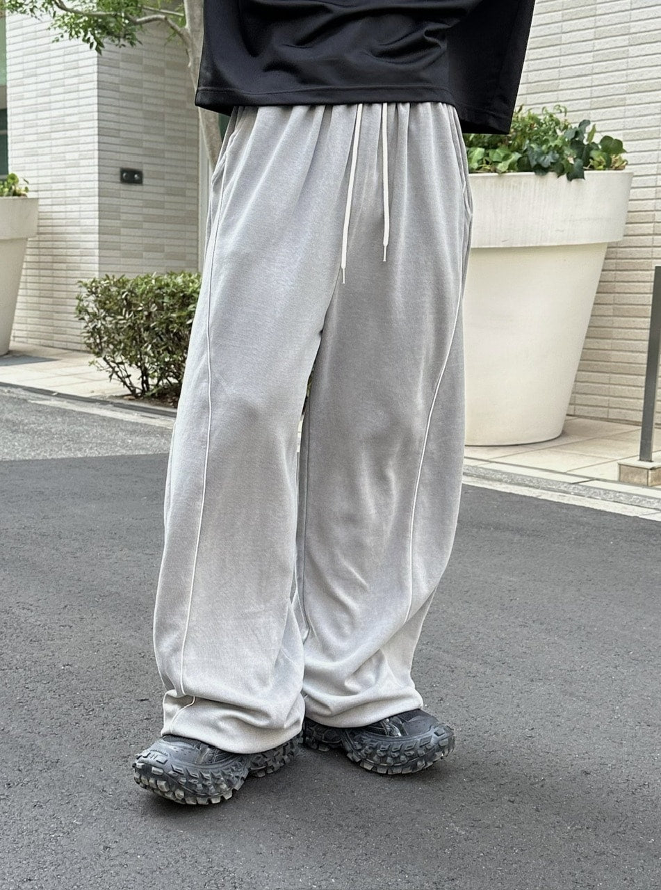 大阪店WEB限定受注制【Chikashitsu +】pigment piping wide sweat pants (2color)