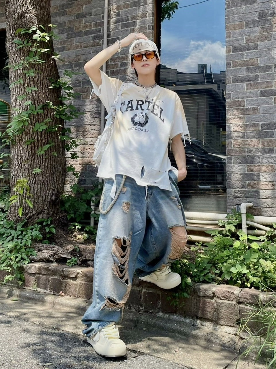 受注制【Never mind the XU】damage denim pants (3color) / 【ネバーマインドザエックスユー】ダメージデニムパンツ